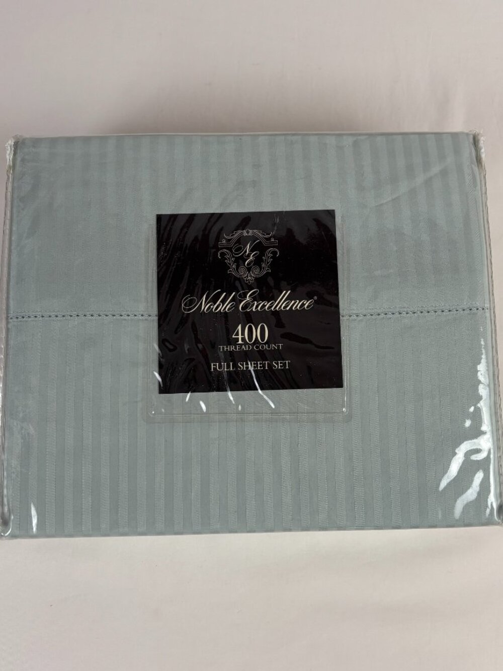 Noble Excellence Melani Full Sheet Set Cotton Sateen Dobby Stripe 400 TC